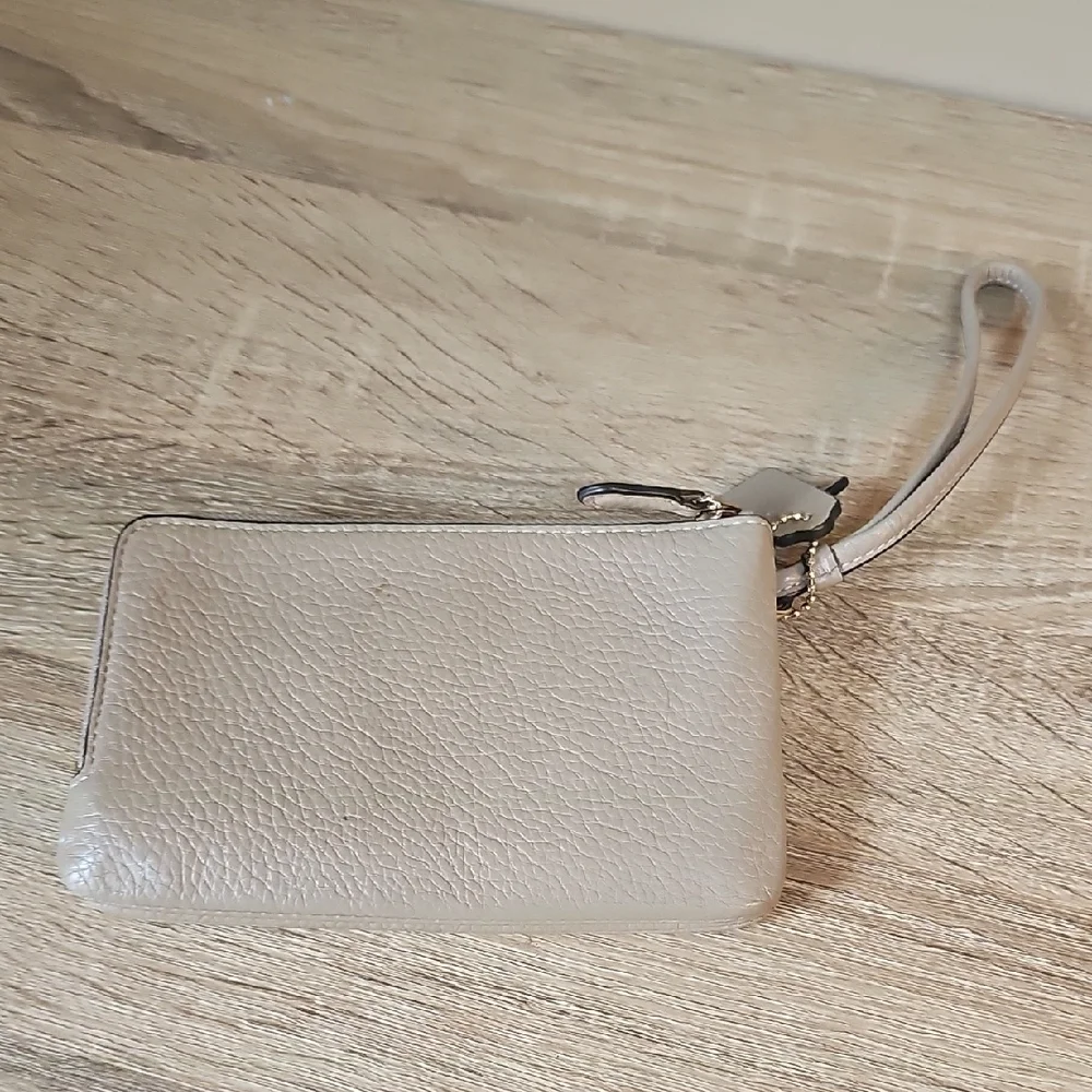 Coach Tan Pebbled Leather Wristlet